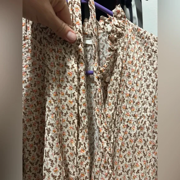 Doen Floral Long Sleeve Dress - Cream and Pink - Picture 8 of 14